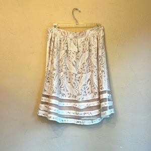 Miami White Lace A-Line Skirt with Tan Underlay
